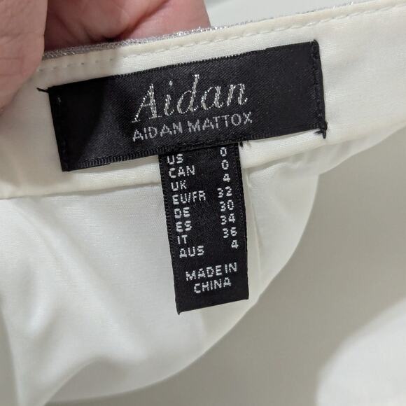 Aidan Mattox Silver Metallic One Shoulder Dress Formal Ruched Maxi Slimming Prom - Picture 8 of 9